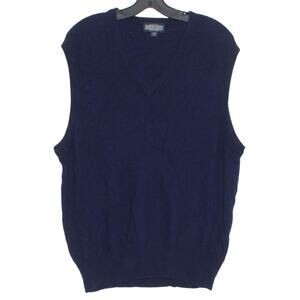 Lands End Sweater Vest Cashmere Old Money Academia Preppy Grandpa Blue Large